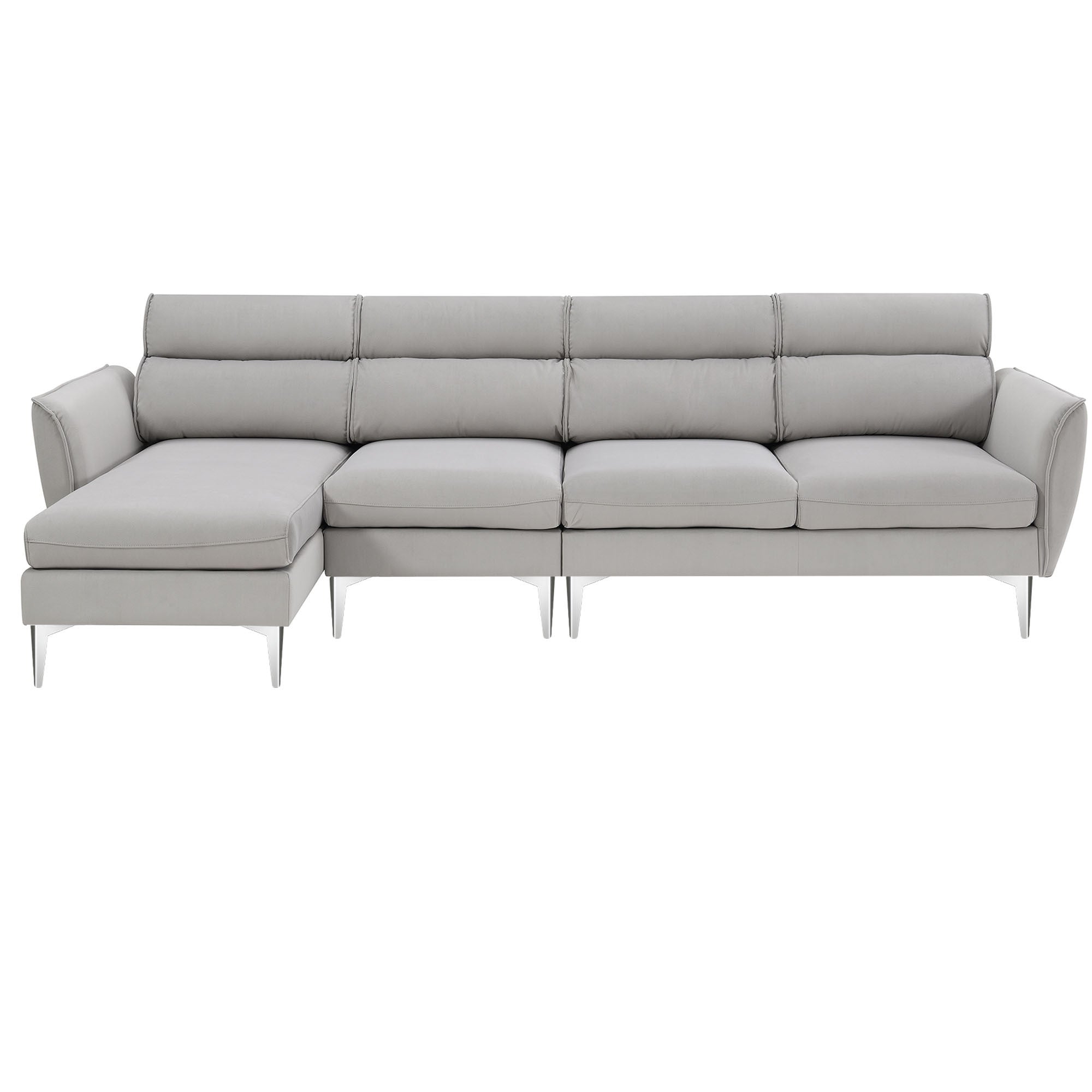 111 " Convertible Sectional Sofa Couch , Flannel L Shape Furniture Couch with Chaise Left/Right Handed Chaise - Gray