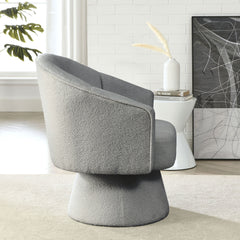 29 "W Petal Modern Contemporary Accent Lounge Swivel Chair with Deep Channel Tufting and Base - Grey