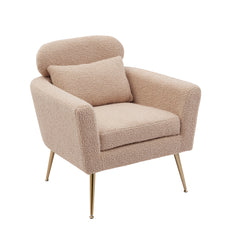 MAICOSY 29.5" Boucle Accent Chair Gold Metal Legs Barrel Armchair Living Room