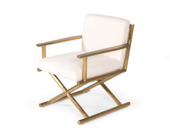 Haxtun Modern Cream Sherpa Accent Chair Gold Stainless Steel Frame