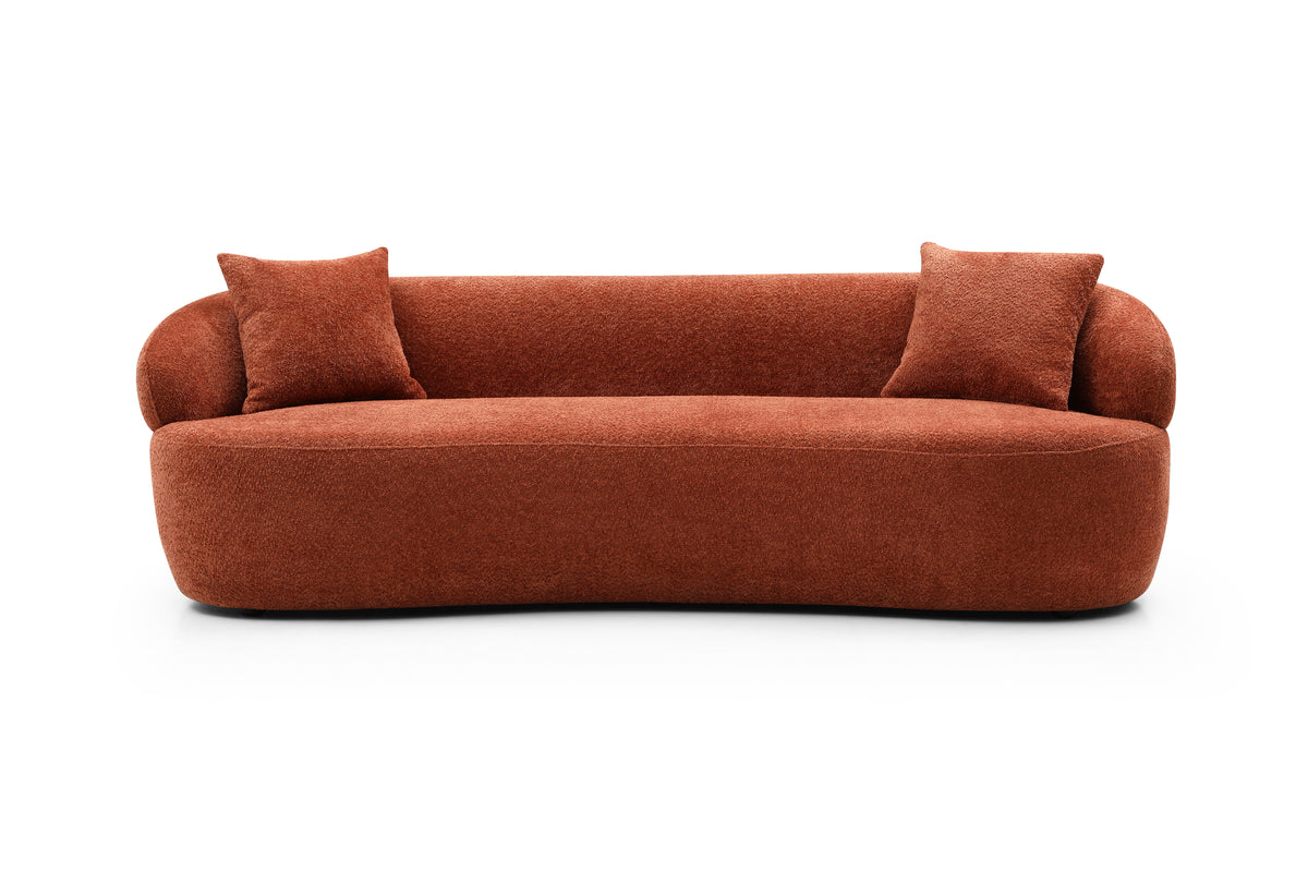 Modern 3 Seat Cloud Couch Boucle Sofa Fabric  - Orange