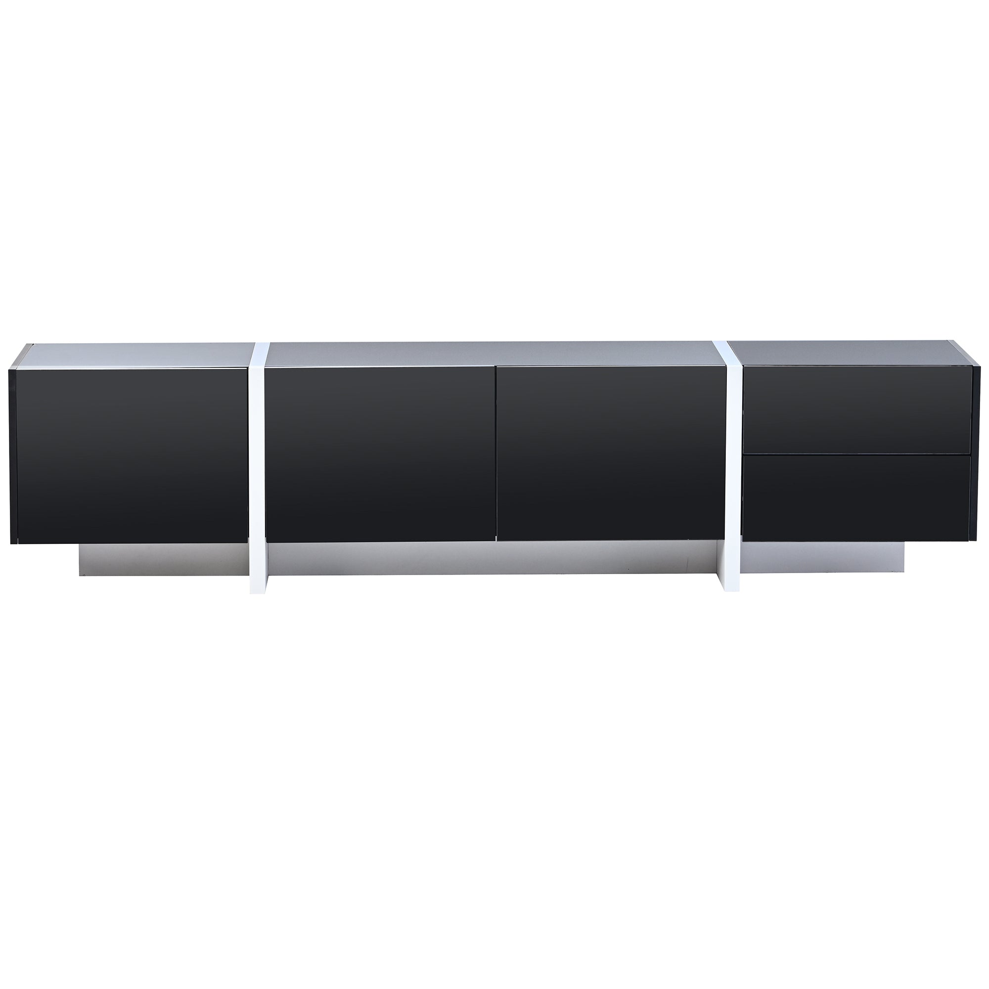 Contemporary Design TV Stand for TVs Up to 80” with High Gloss UV Surface - Black