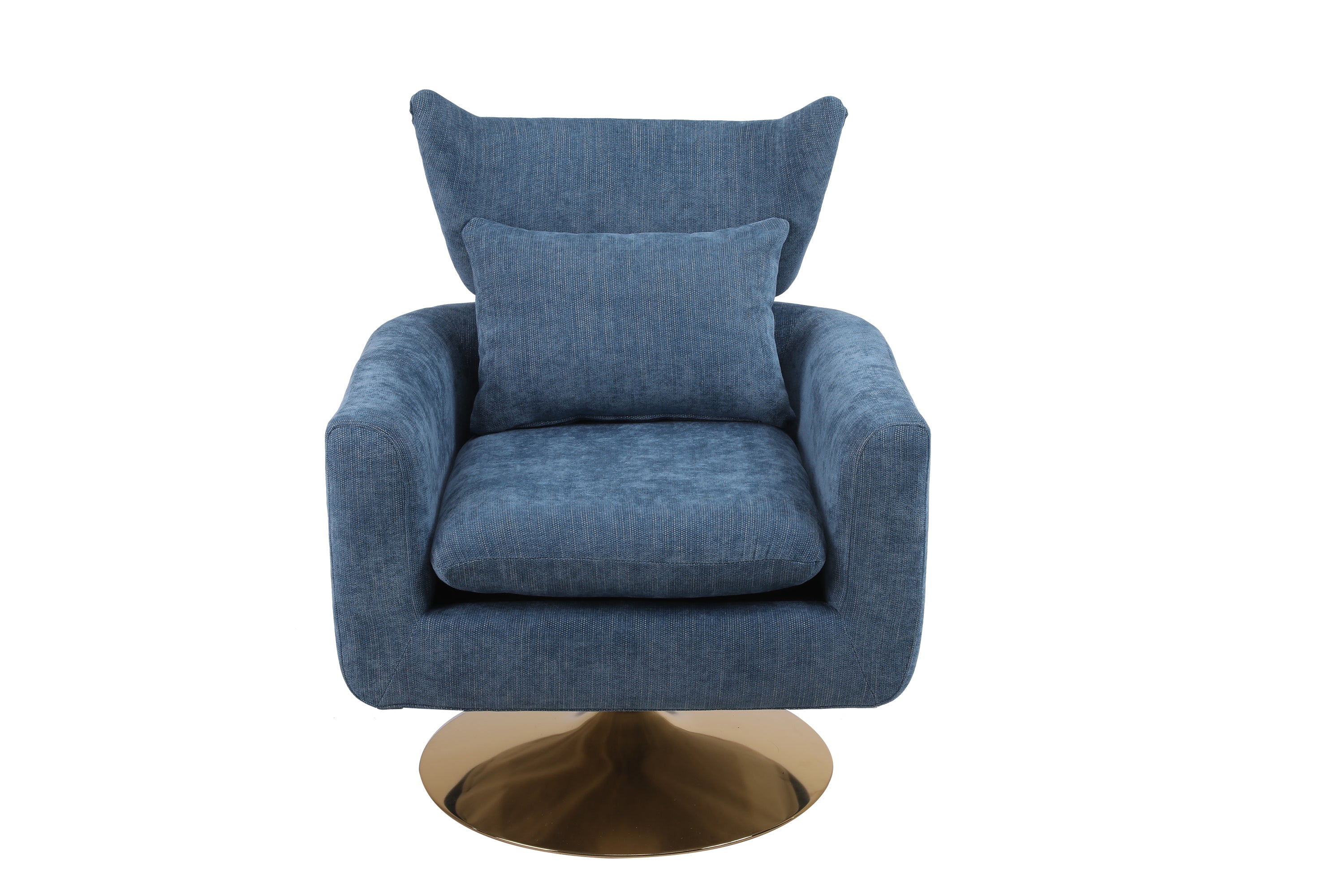 Classic Mid-Century 360-degree Swivel Accent Chair - Blue Linen