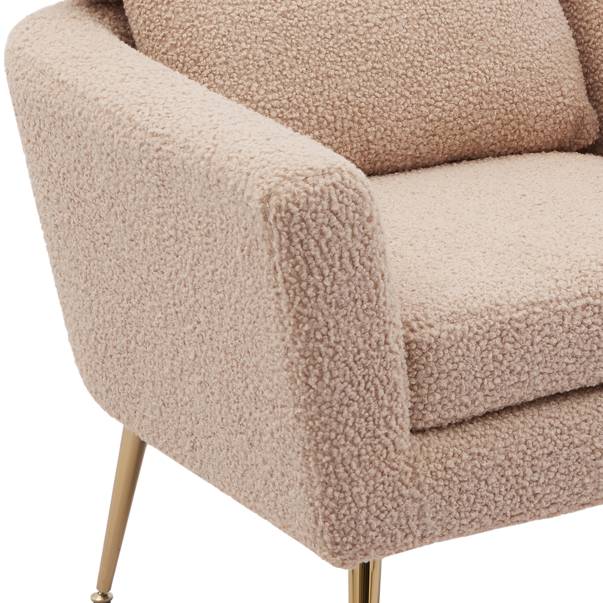 MAICOSY 29.5" Boucle Accent Chair Gold Metal Legs Barrel Armchair Living Room