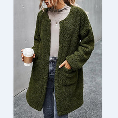 Women's padded plush cardigan jacket