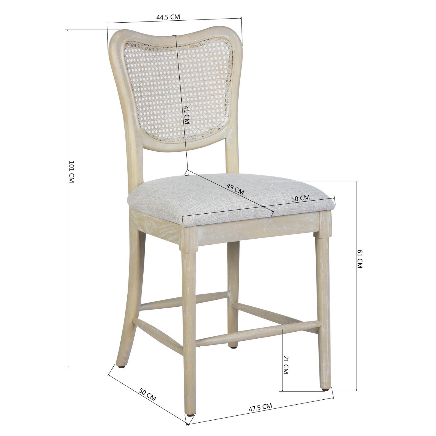 Farmhouse Dining Room Accent Chairs French Distressed Bedroom Barstools with Round Rattan Back Elegant Kitchen Chairs Side Chair (Set of 2) - Rattan Back in Beige