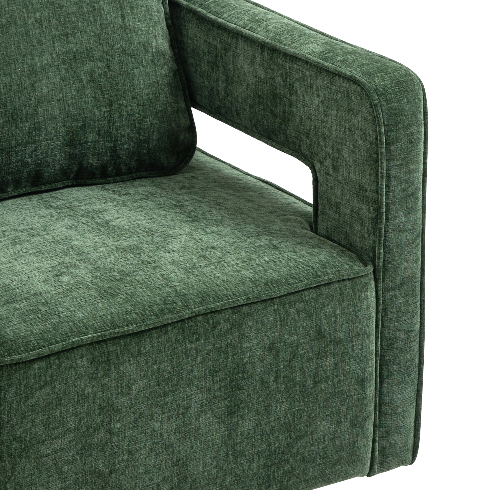 30.7"W Swivel Accent Open Back Chair Modern Comfy Sofa Chair With Gold Stainless Steel Base - Green Chenille