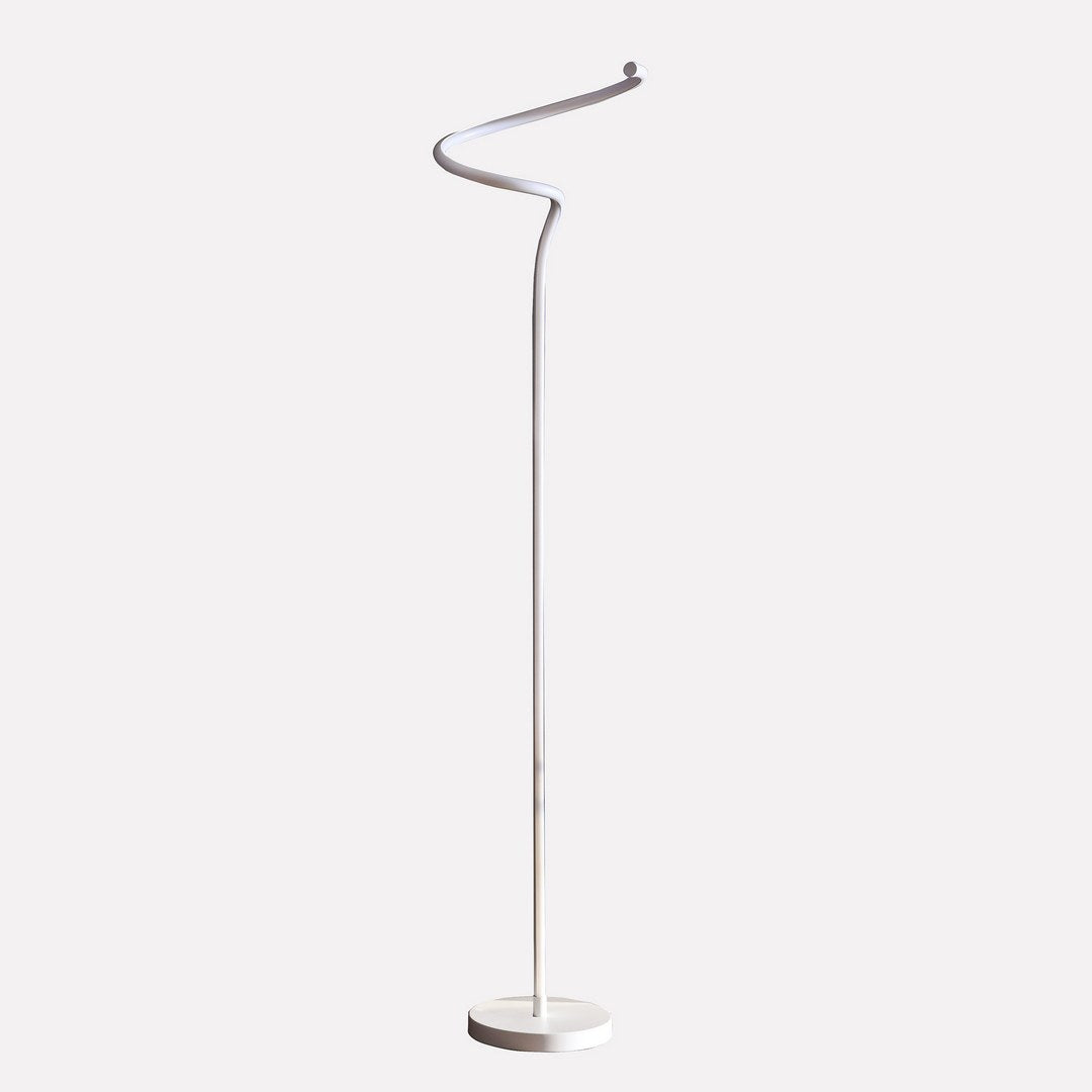 52.5-Inch LED Matte White Curvilinear S-Curve Spiral Tube Angled Floor Lamp