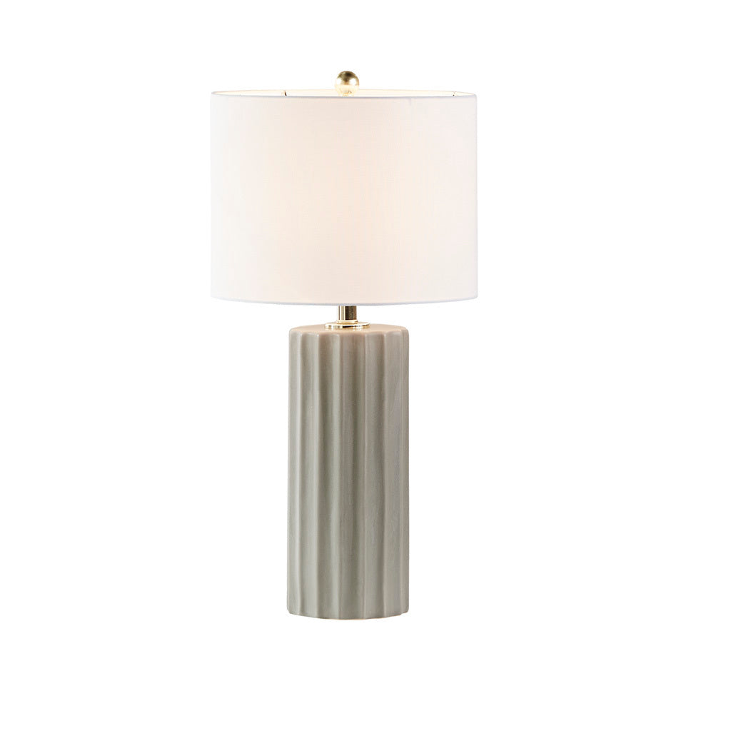 Glendale Ribbed Ceramic Table Lamp - Grey