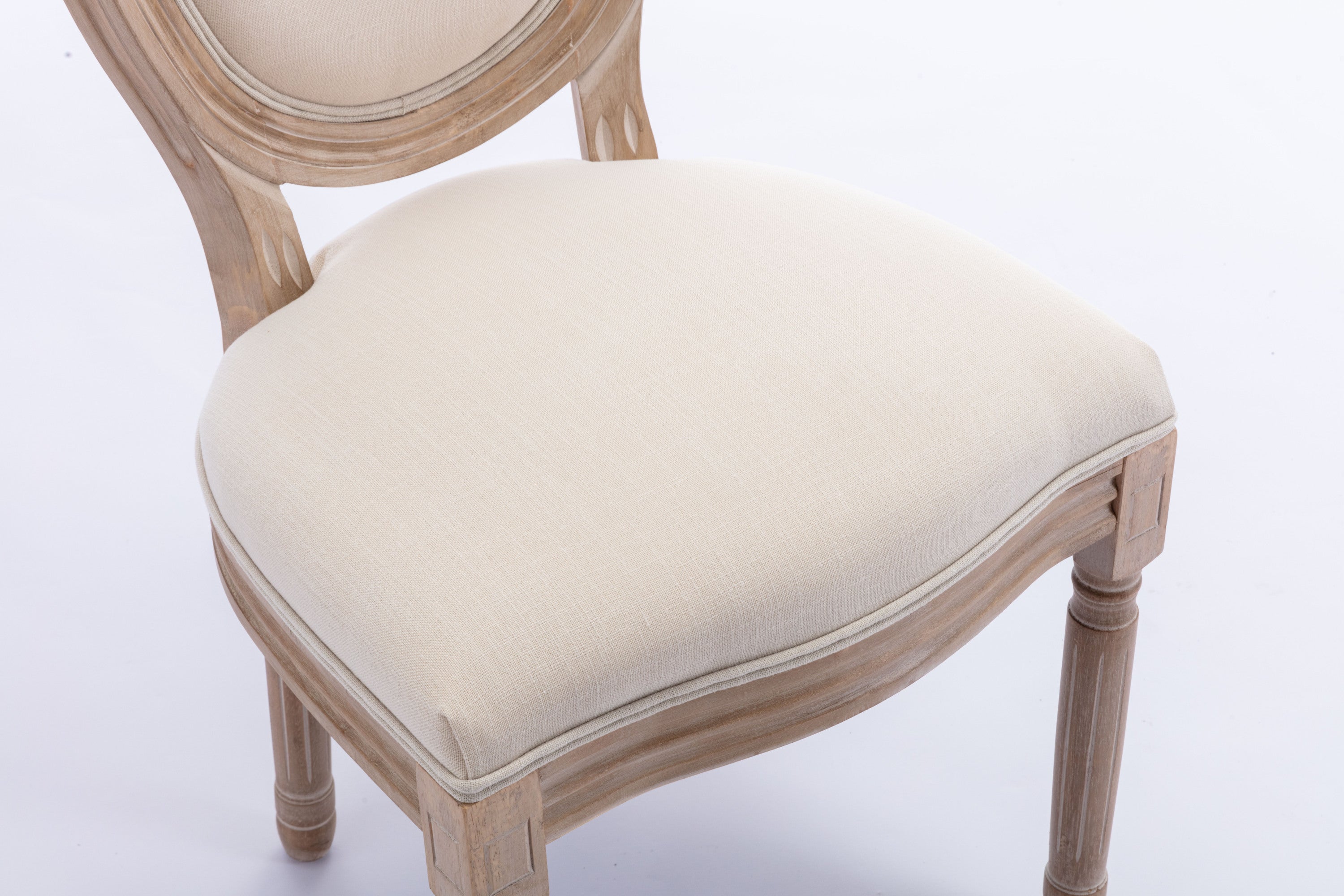 French Style Solid Wood Frame Antique Dining Chair (Set of 2) - Cream