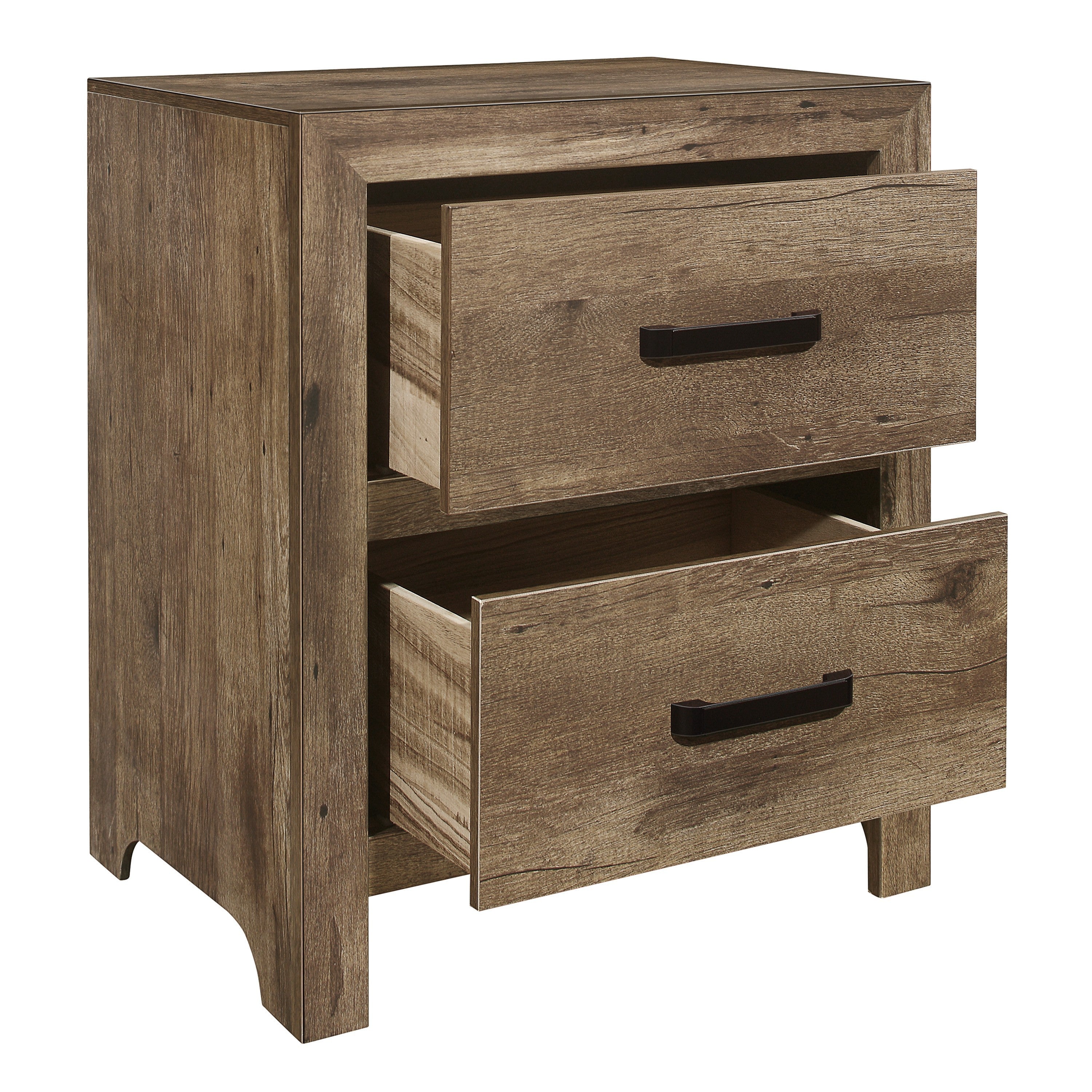 Bedroom Wooden Nightstand Weathered Pine Finish