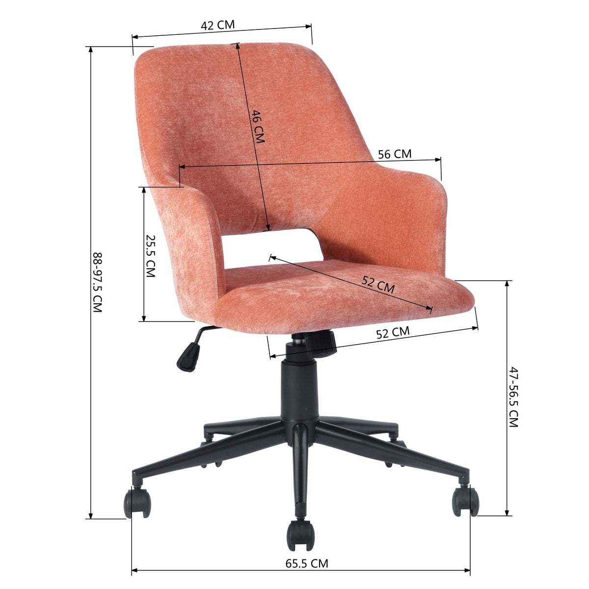 Upholstered Task Chair/ Home Office Chair - Coral