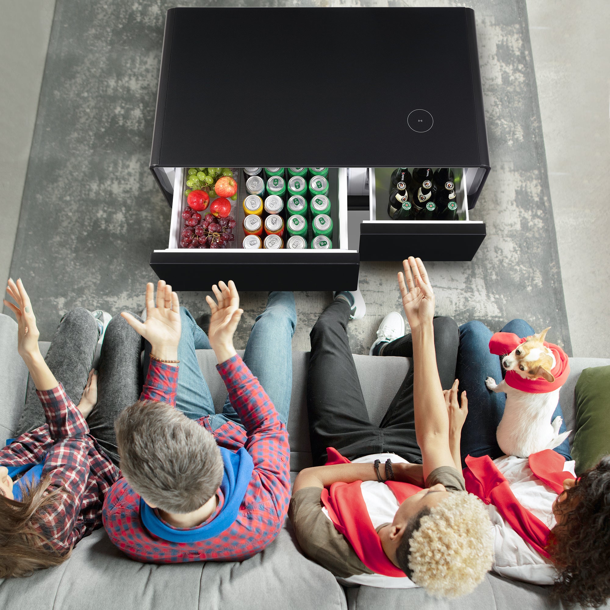 Smart coffee table fridge combo