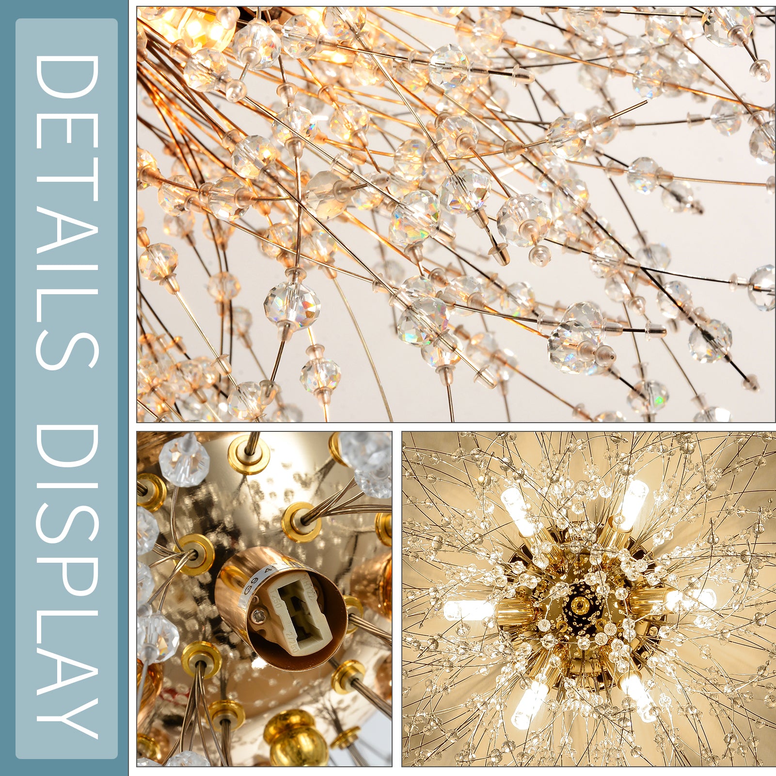 Crystal Flush Mount Ceiling Light - Golden