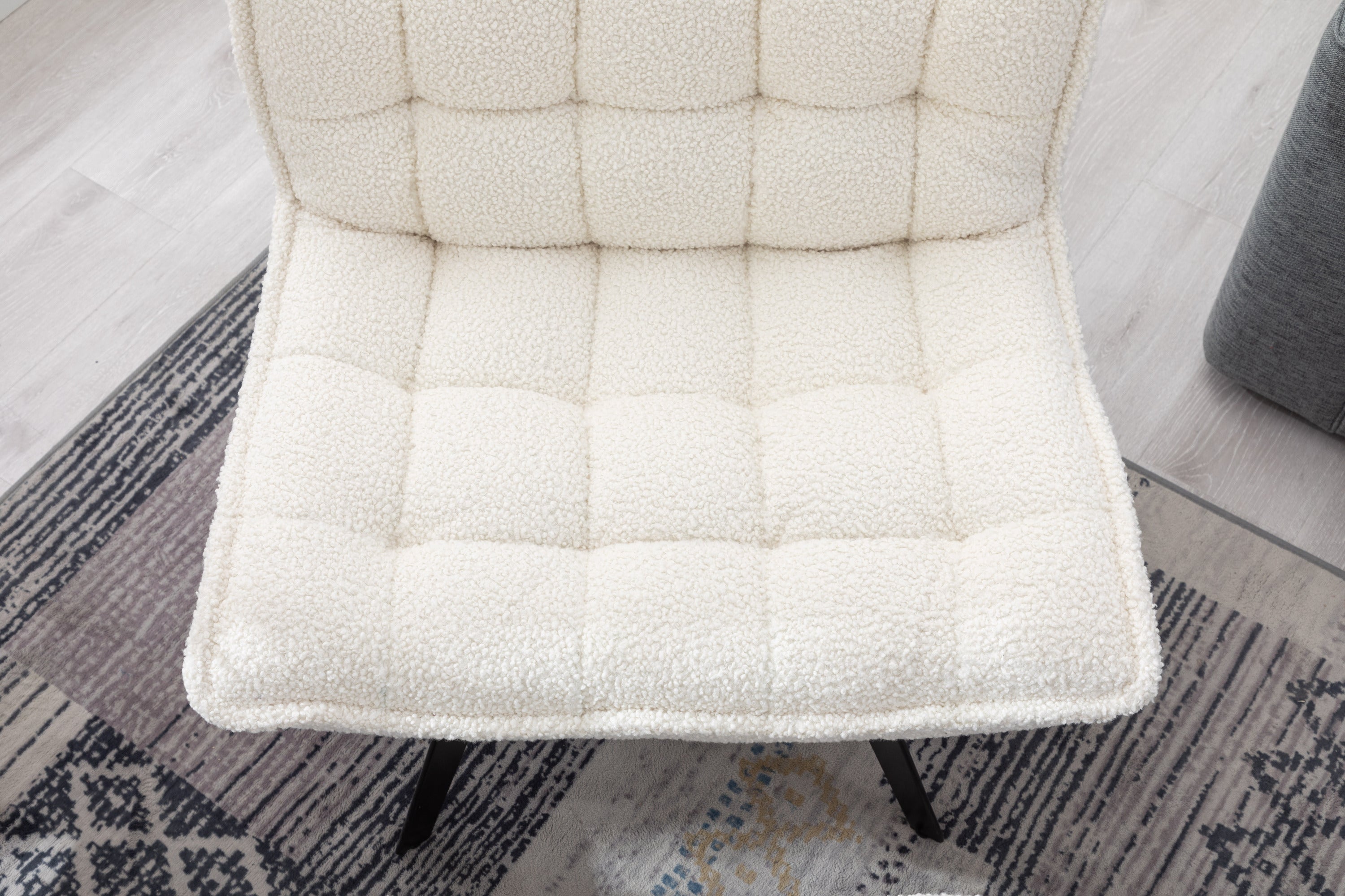 Modern Soft Teddy Fabric Large Width Accent Chair - White