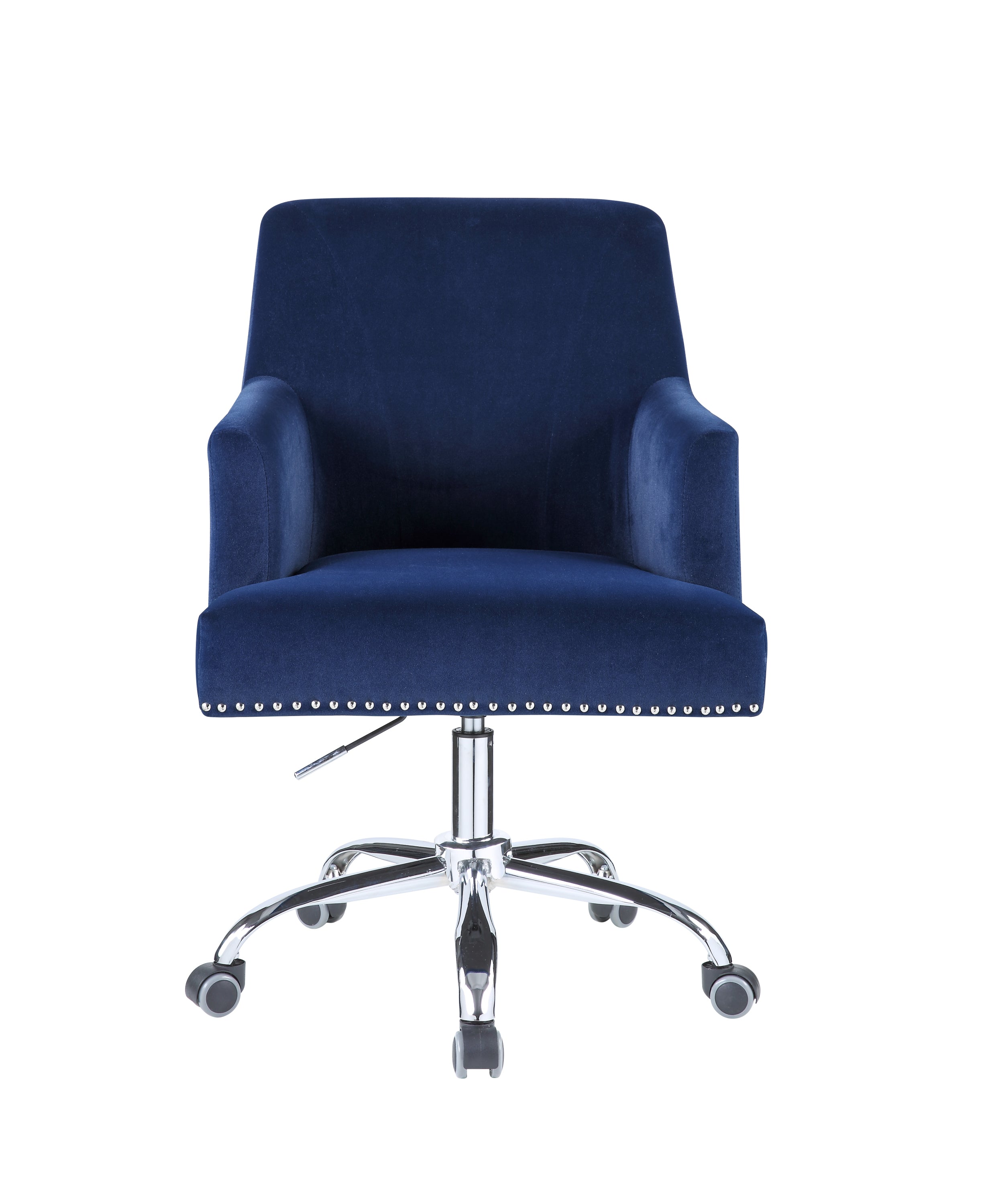 Elegant Office Chair - Blue Velvet & Chrome Finish