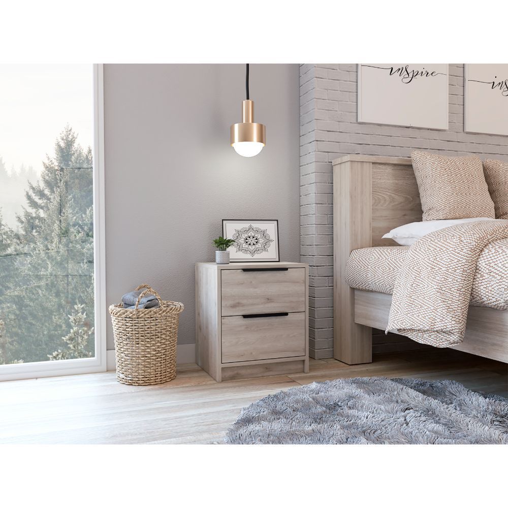 Light Grey - 2-Drawer Nightstand