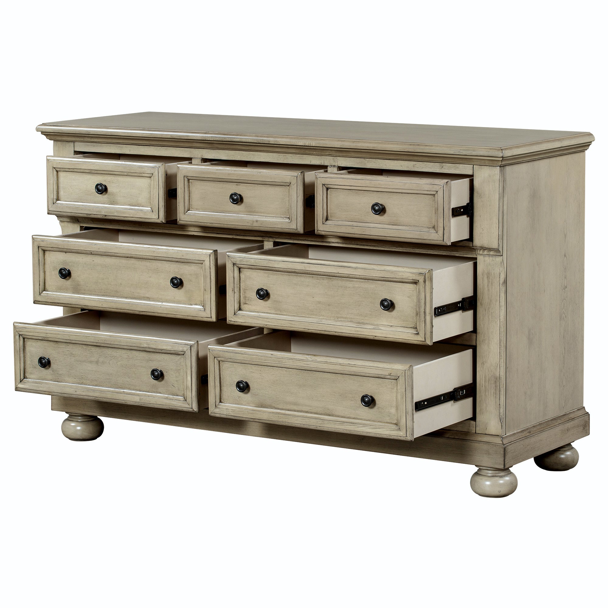 Solid Wood Seven-Drawer Dresser for Nursery, Kid’s Room, Bedroom - Stone Gray