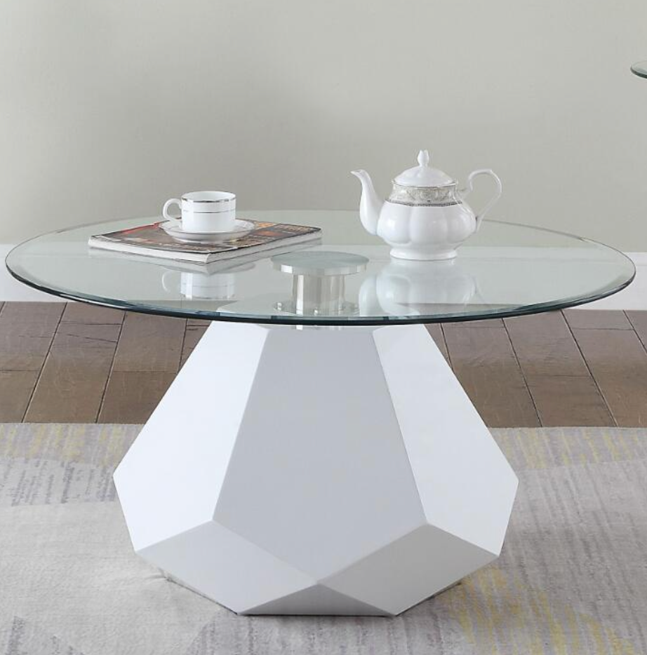 White High Gloss & Clear Glass Coffee Table