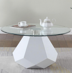 White High Gloss & Clear Glass Coffee Table