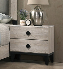 Nightstand With 2 Drawers Storage in Cream Finish