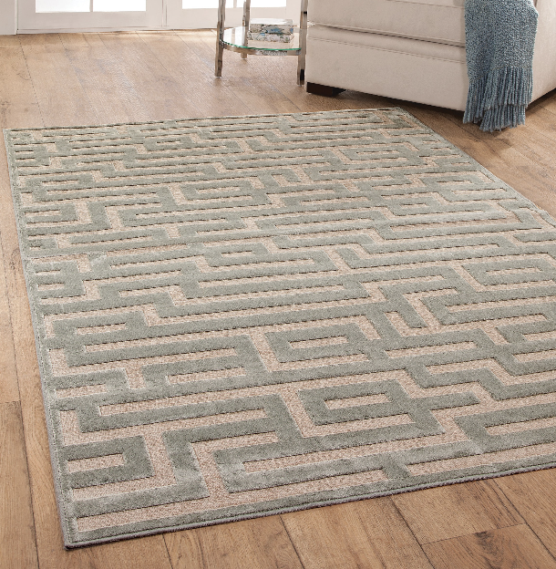 Maze Lt. Blue & Grey Area Rug