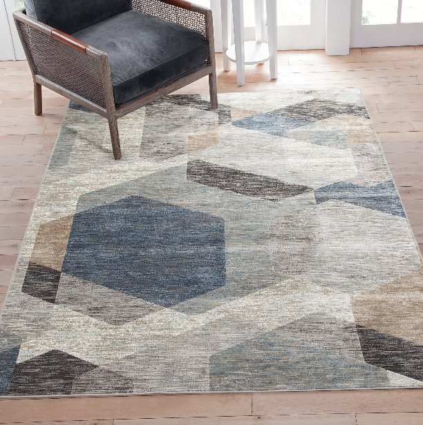 Gray Blue Natural Geometric Area Rug