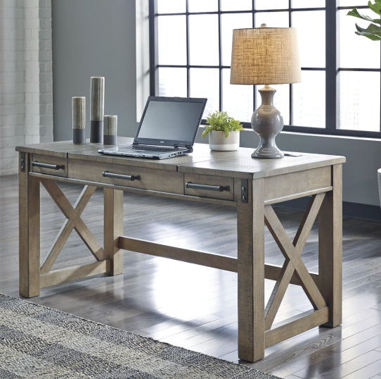 Rustic Home Office Lift Top Desk - Gray