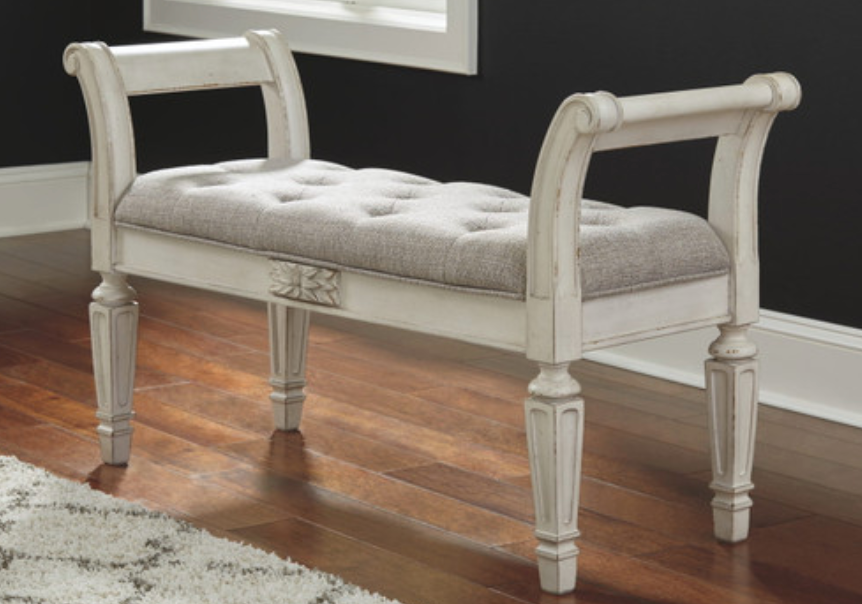 French Style Traditional Accent Bench - Antique White