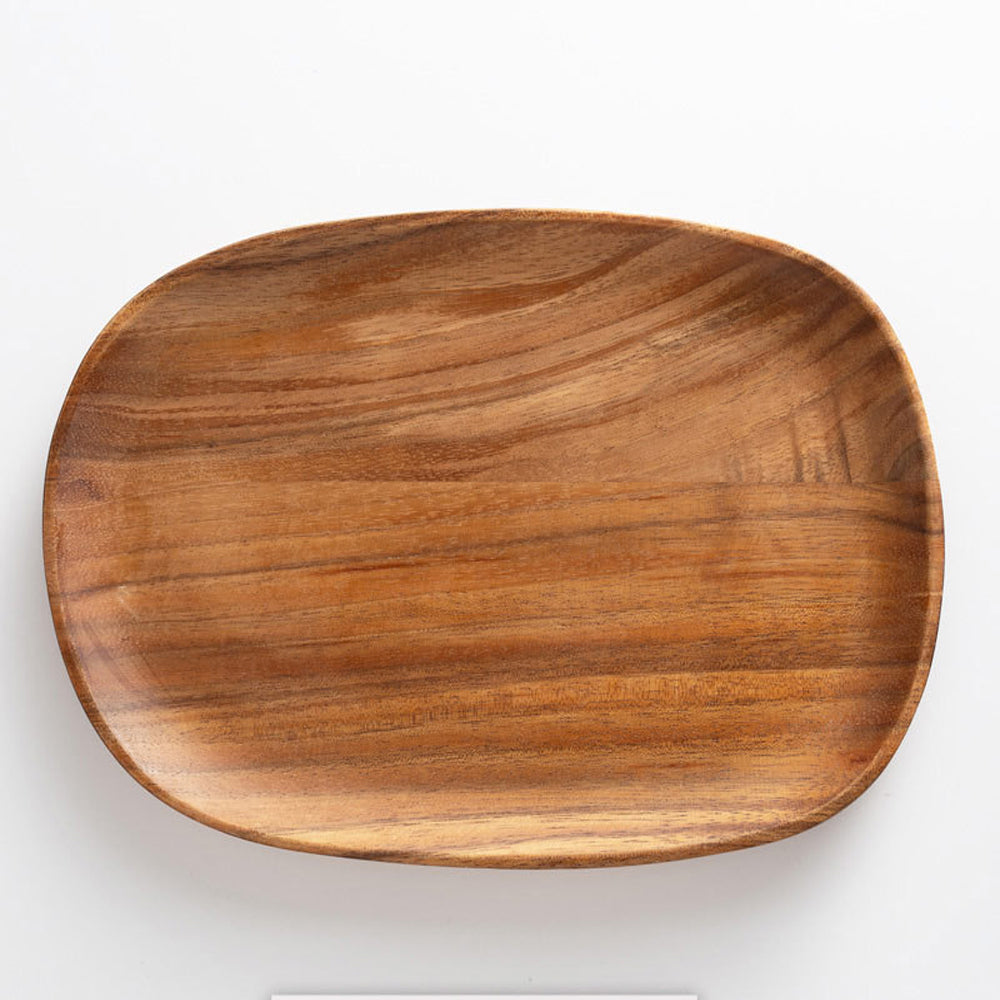 Acacia Wooden Tray, Unique Natural Stain and Wood Grain Design Pattern