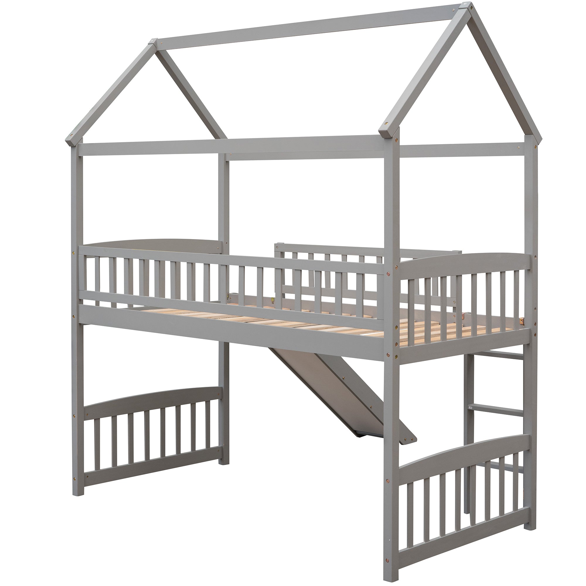 Twin Loft Bed with Slide - White