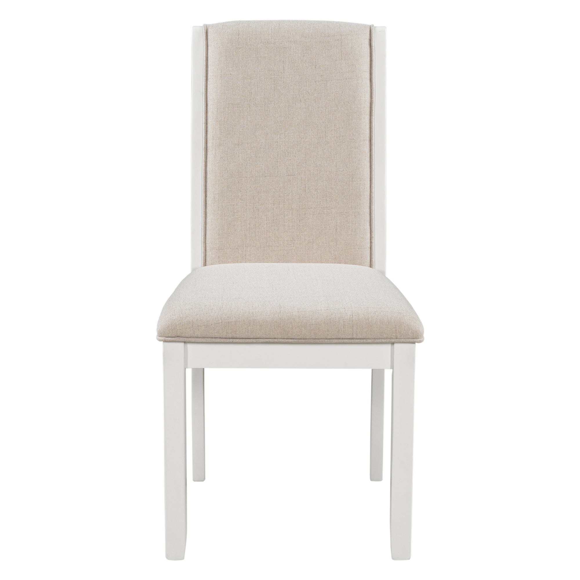 Farmhouse Wood Full Back Dining Chairs with Upholstered Cushions (Set of 4) - White+Cushion Beige