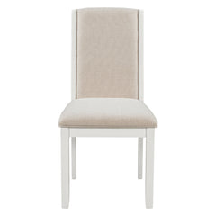 Farmhouse Wood Full Back Dining Chairs with Upholstered Cushions (Set of 4) - White+Cushion Beige