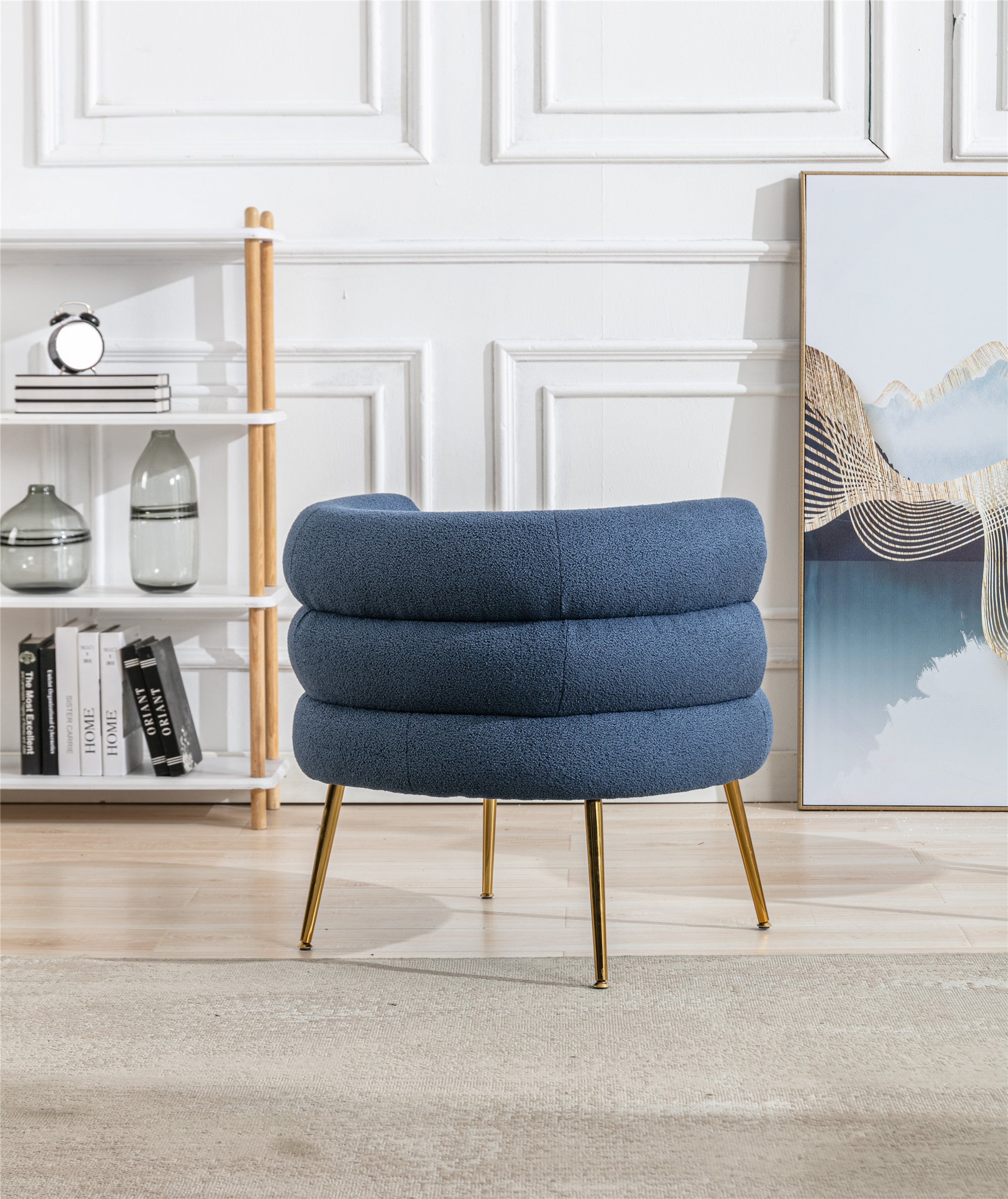 Accent Chair with Golden Feet - Navy