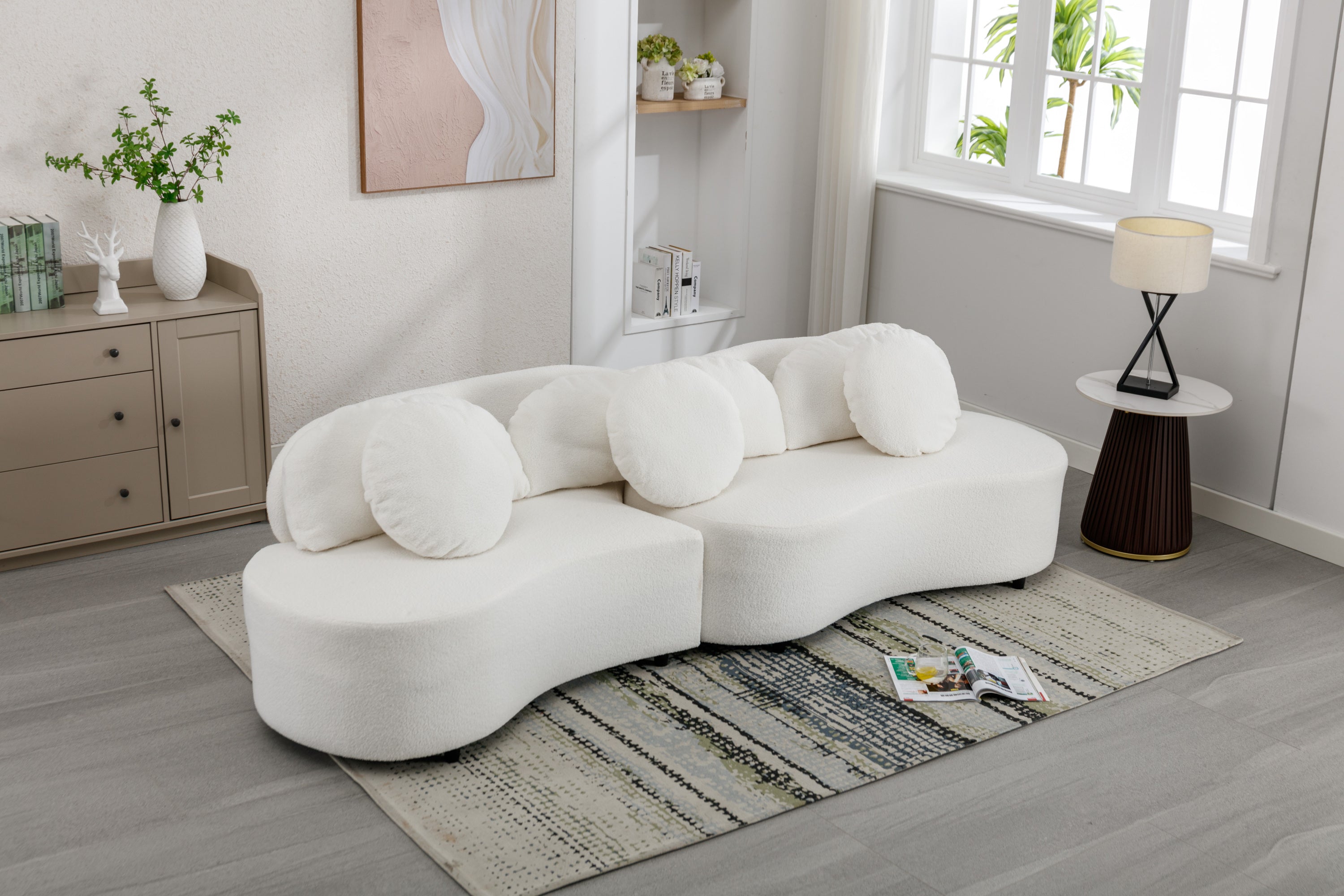 103.9" Modern Living Room Sofa Velvet Upholstered Couch Furniture - Beige