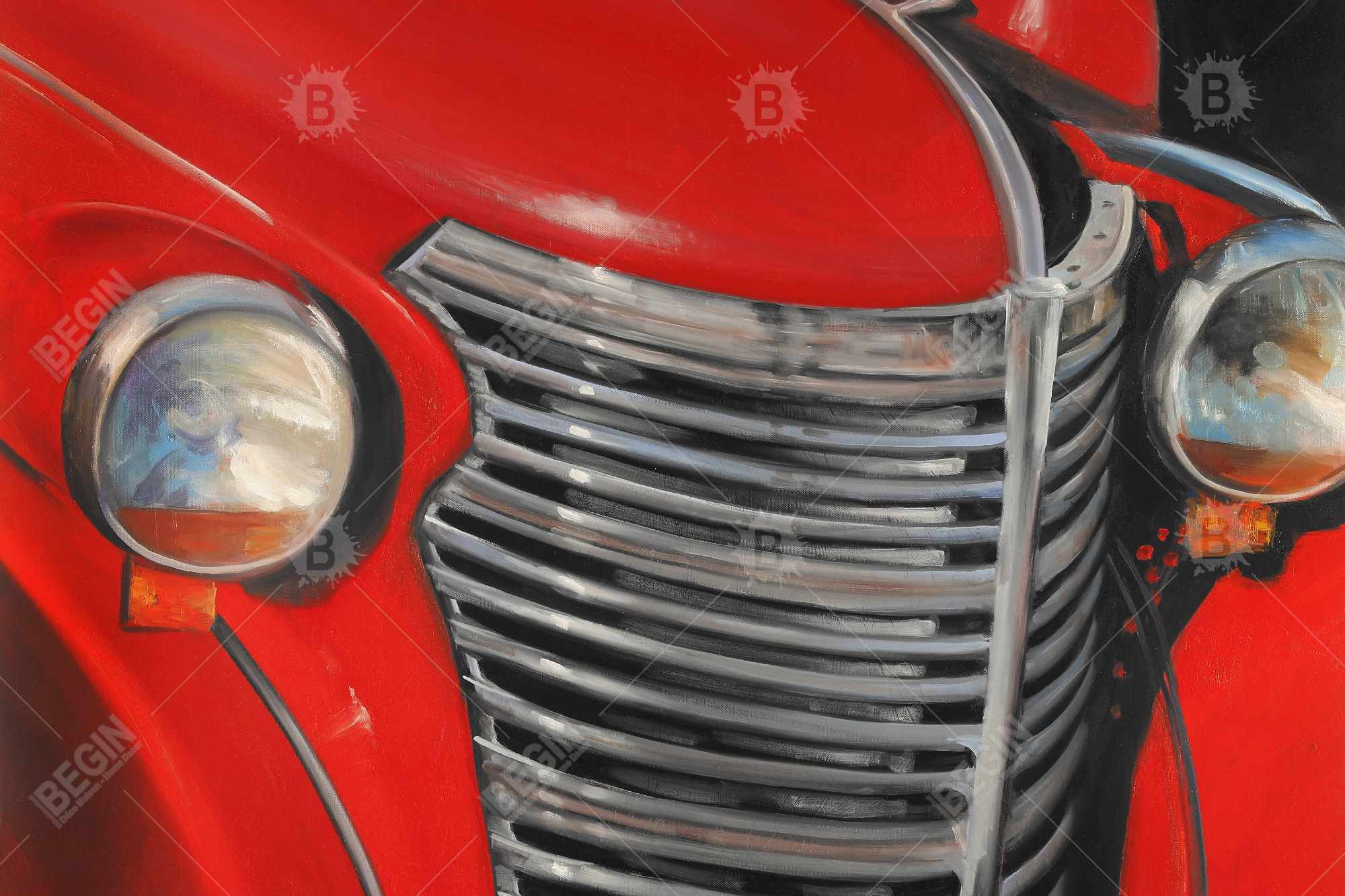 50's car grid closeup - 20x30 Print on canvas