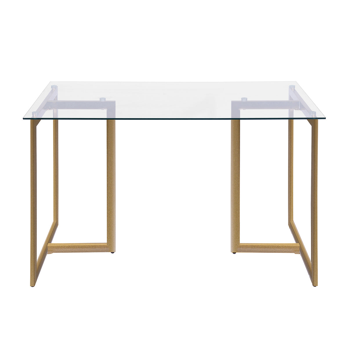 47'' Iron Dining Table with Tempered Glass Top - Clear