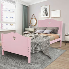 Twin Size Wood Platform Bed with Headboar - Pink