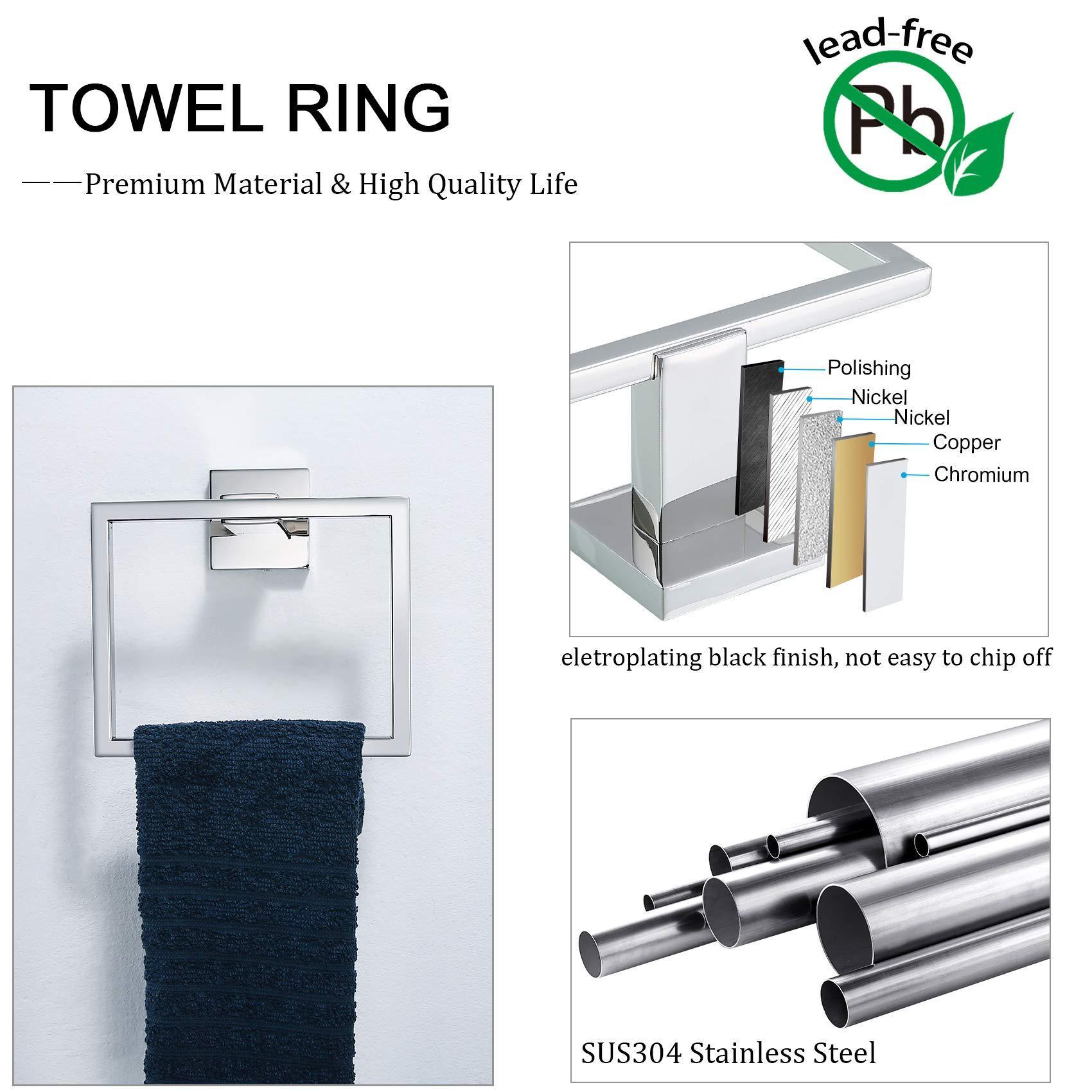 5 Pieces Bathroom Hardware Accessories Set Towel Bar Set Wall Mounted,Stainless Steel - Chrome