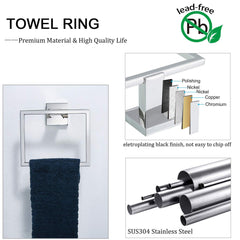 5 Pieces Bathroom Hardware Accessories Set Towel Bar Set Wall Mounted,Stainless Steel - Chrome