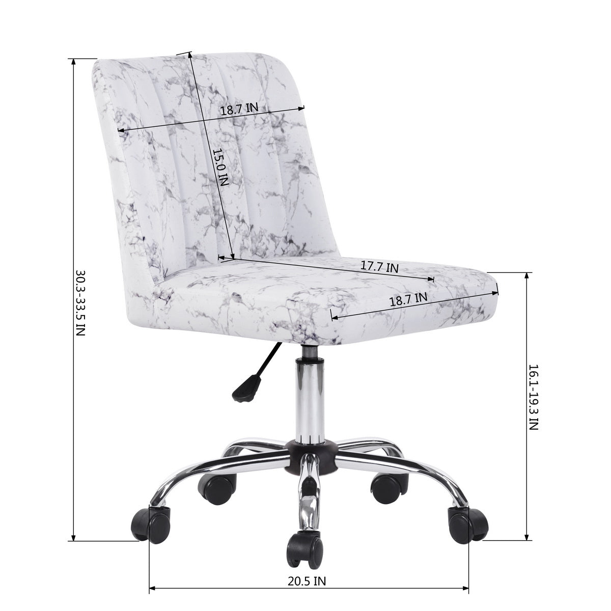 Style Home Office Task Chair - White Marble Fabric Printing