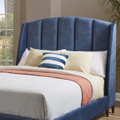 Queen Size Bed Arched Wingback Headboard - Navy Blue