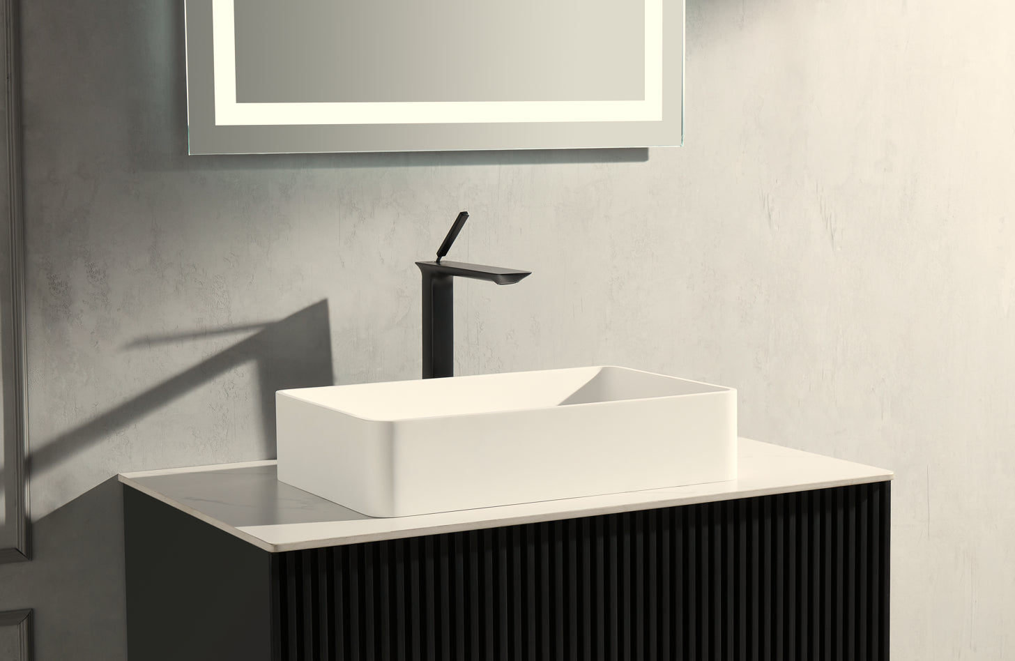 21.25'' x13.75'' Matte white Bathtoom Vessel Basin Artificial Stone Solid Surface Countertop Sink 540x350MM