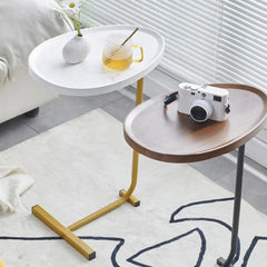 2-pieces White C-shaped Side Table, C Shaped End Table, Side Table for Couch and Bed