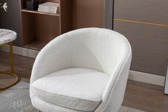 Soft Teddy Fabric Accent Armchair Dining Chair With Shining Electroplated Chrome Legs - Ivory White