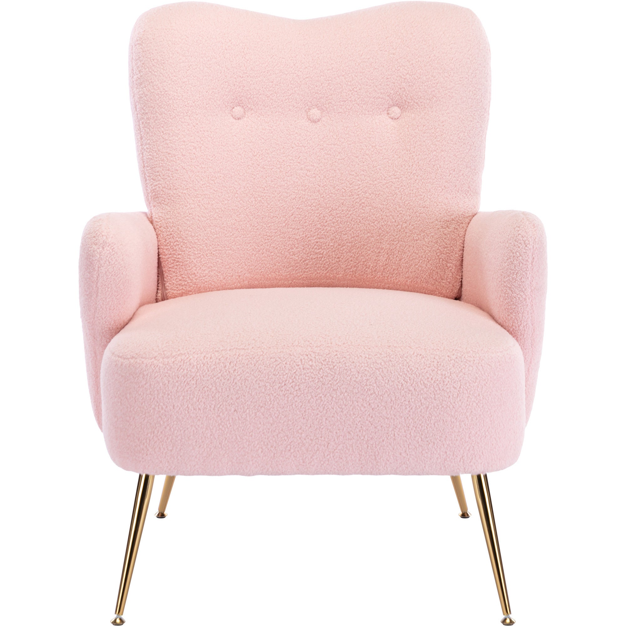 Teddy Short Plush Armchair Accent Chair with Golden Metal Legs and High Back