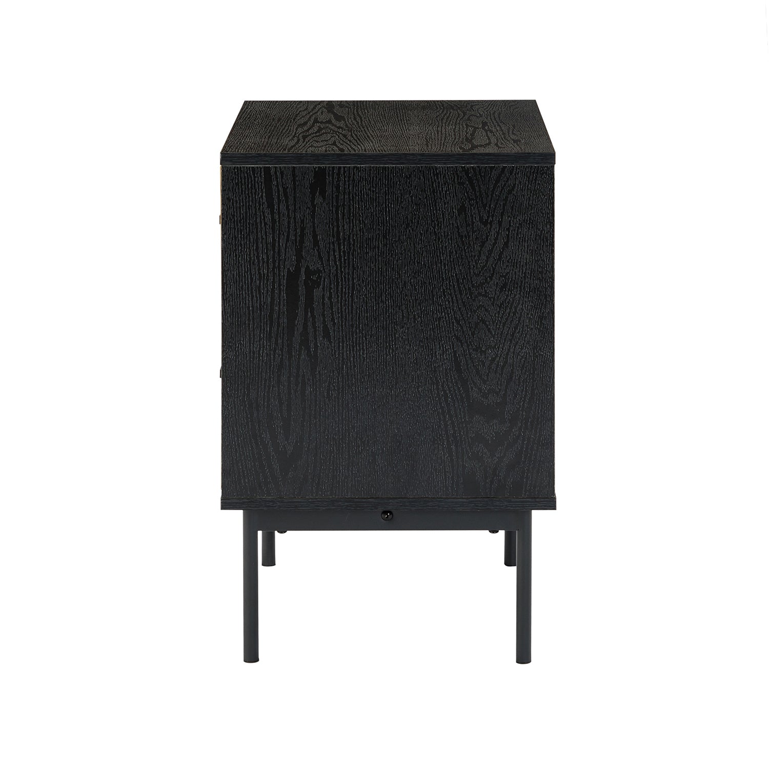 2-Drawer Nightstand - Black Metal & Wood