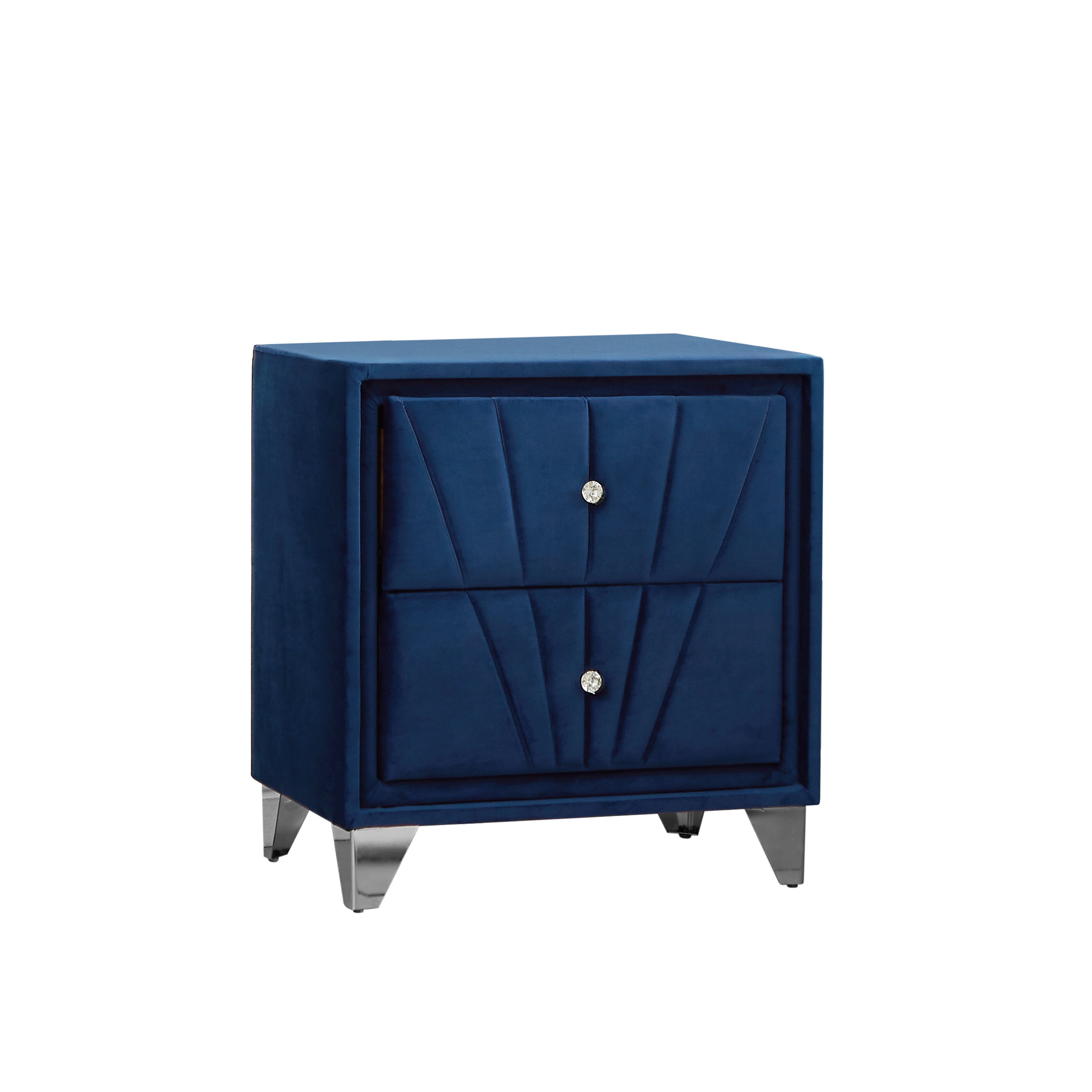 Queen bed with one(1) nightstand - Dark Navy Blue