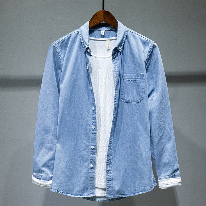 Men Denim Shirt Jacket Long Sleeved