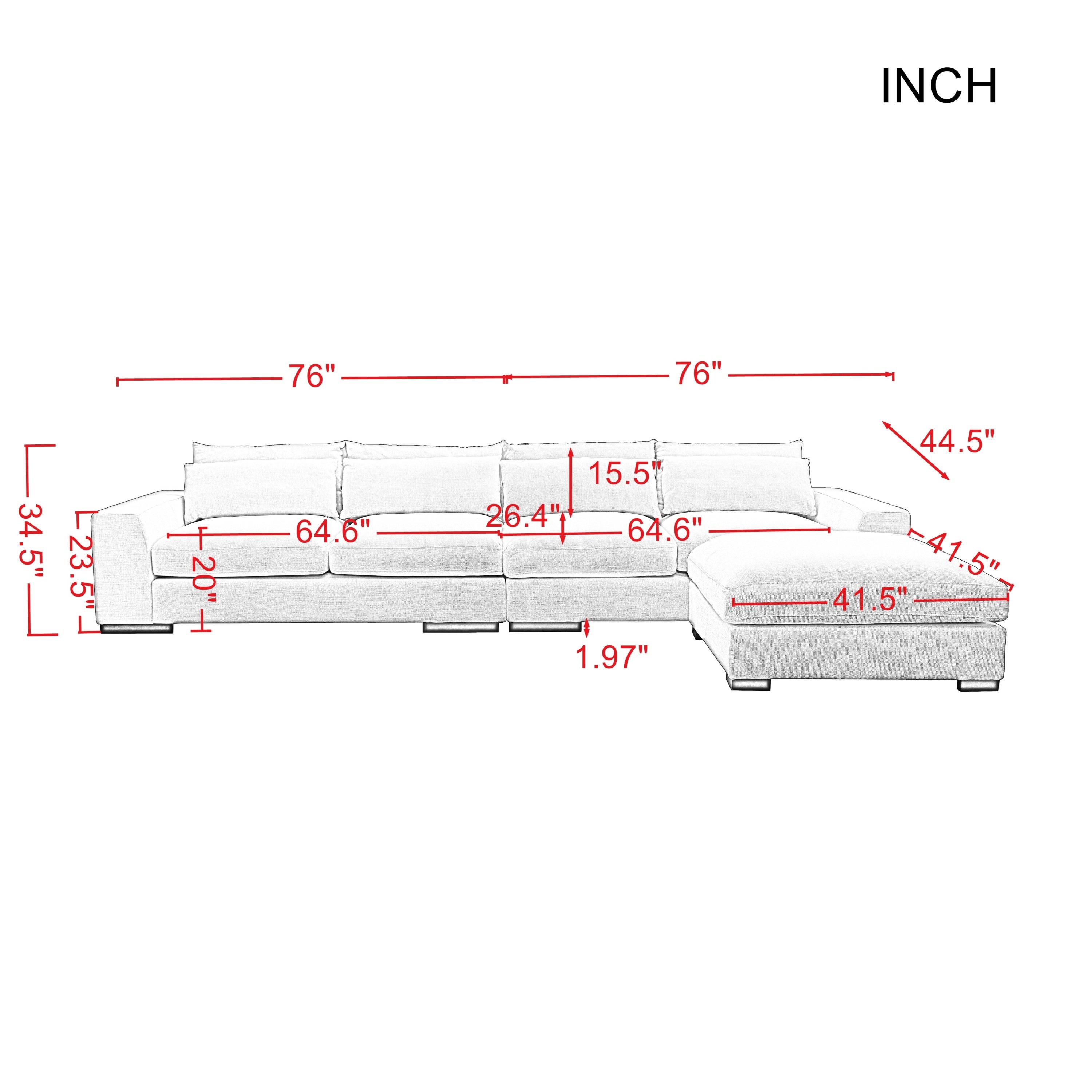 Cozy & Comfortable Sectional Sofa Light Grey